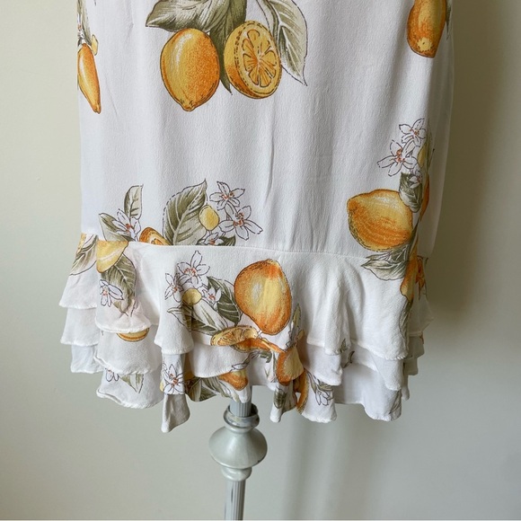 For Love & Lemons Limonada Yellow White Citrus Ruffle Skirt Top Set EUC Size S/M - Picture 8 of 12